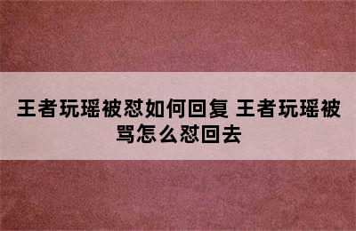 王者玩瑶被怼如何回复 王者玩瑶被骂怎么怼回去